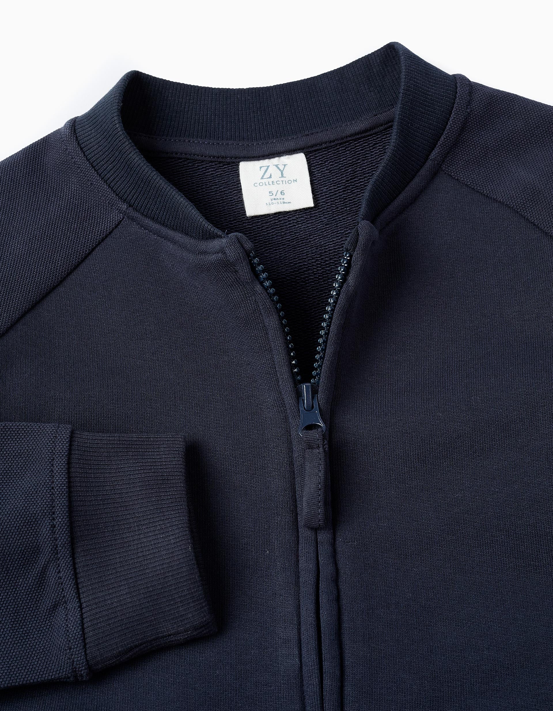 Cotton and Piqué Jacket for Boys, Dark Blue