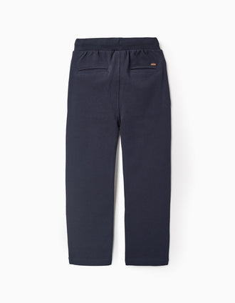 Pantalon en Piqué de Coton pour Garçon, Bleu Foncé