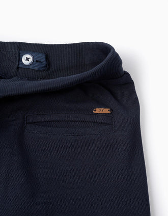 Pantalon en Piqué de Coton pour Garçon, Bleu Foncé