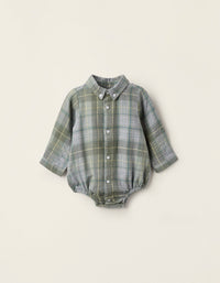 Body-Camisa de Franela para Recién Nacido, Verde/Gris