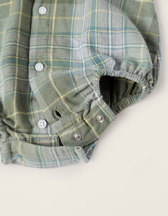Body-Camisa de Franela para Recién Nacido, Verde/Gris