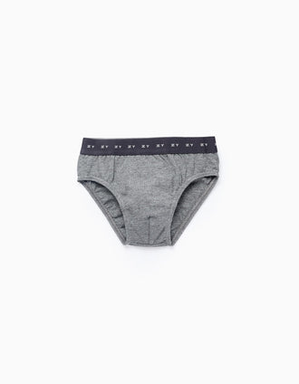 Pack 5 Slips Unis pour Garçon, Blanc/Gris
