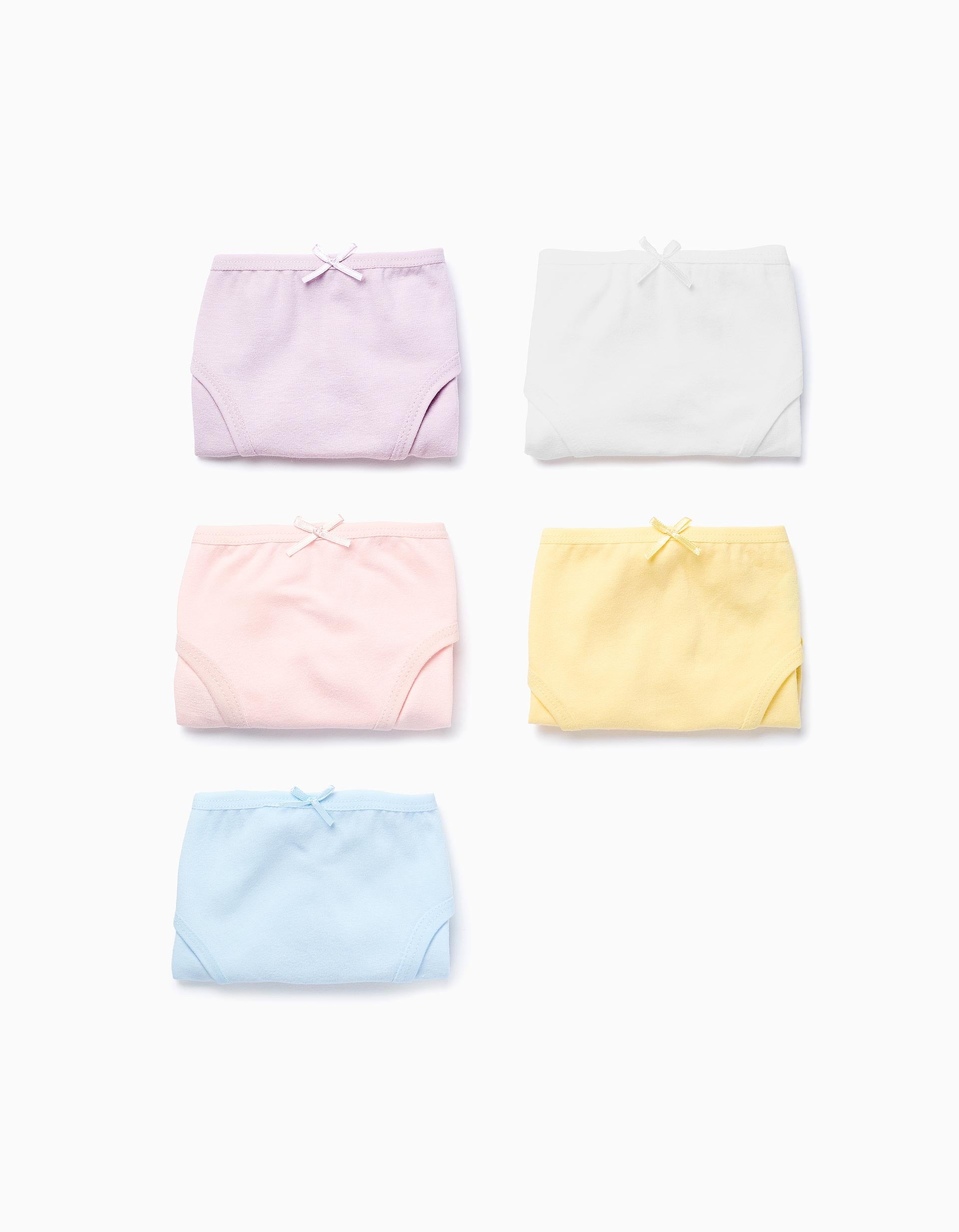 Pack of 5 Plain Briefs for Girls, Multicolour