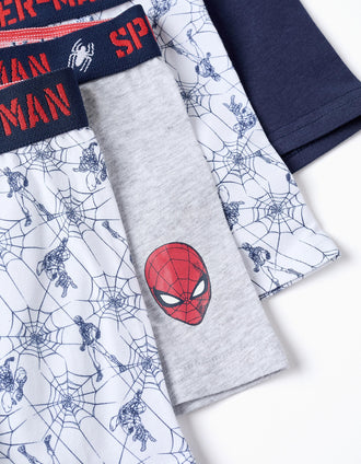 Pack 4 Boxers pour Garçon 'Spider-Man', Blanc/Bleu/Gris