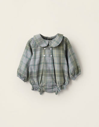 Mono de Franela para Recién Nacida, Verde/Gris