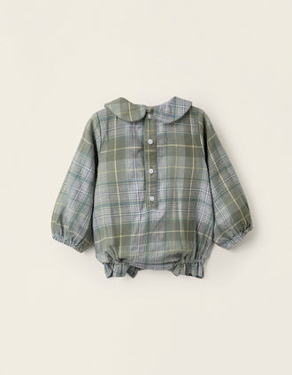 Mono de Franela para Recién Nacida, Verde/Gris