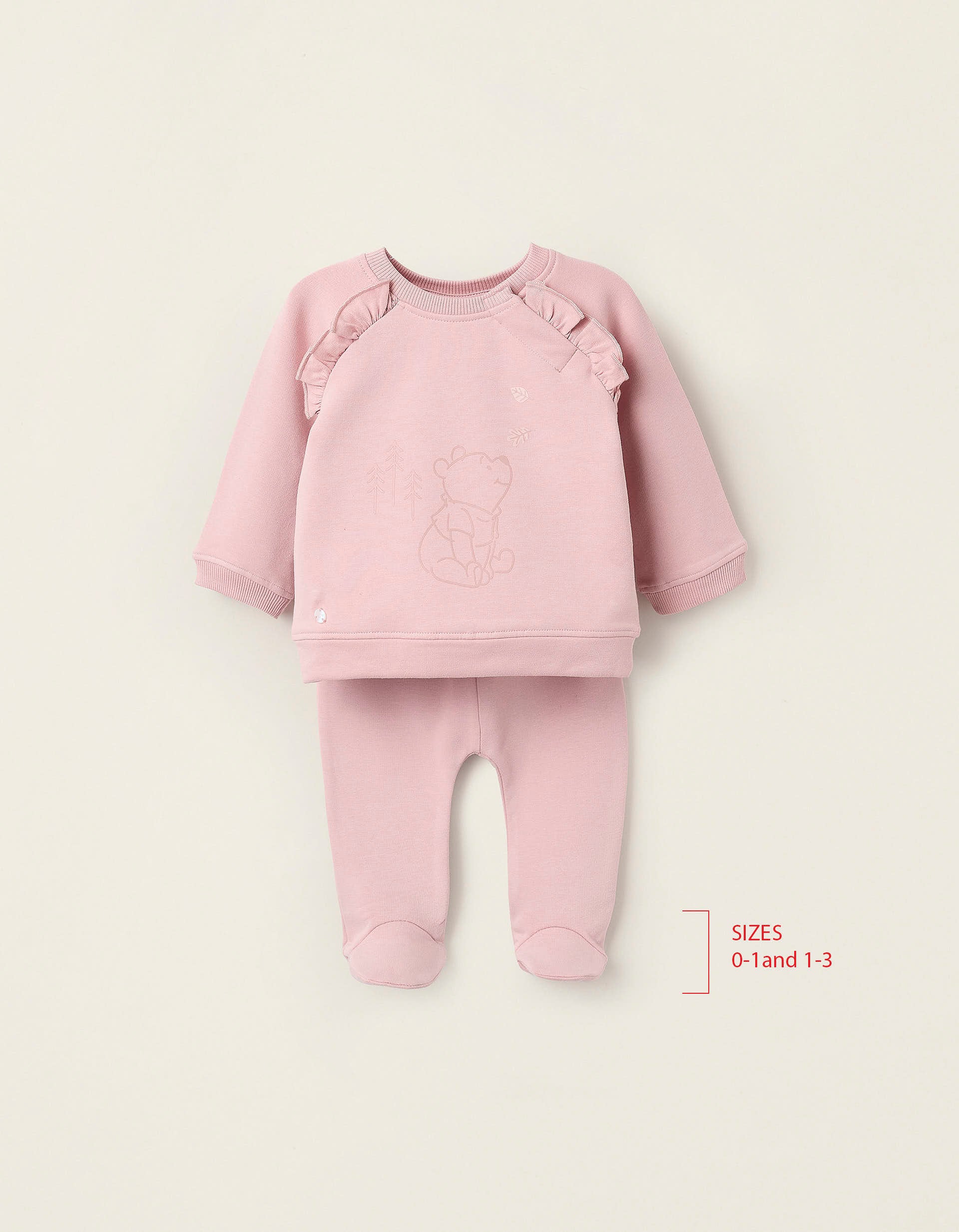 Sweatshirt + Joggers for Newborn Girls 'Winnie The Pooh', Pink