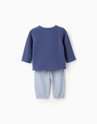 Pijama Polar para Bebé Niño 'Dinosauros', Gris/Azul