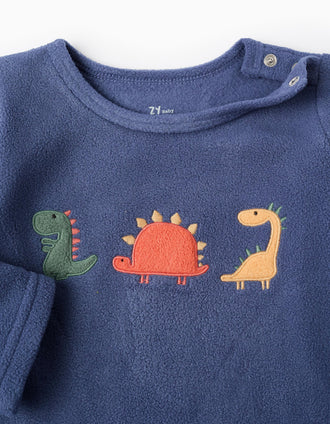 Pijama Polar para Bebé Niño 'Dinosauros', Gris/Azul