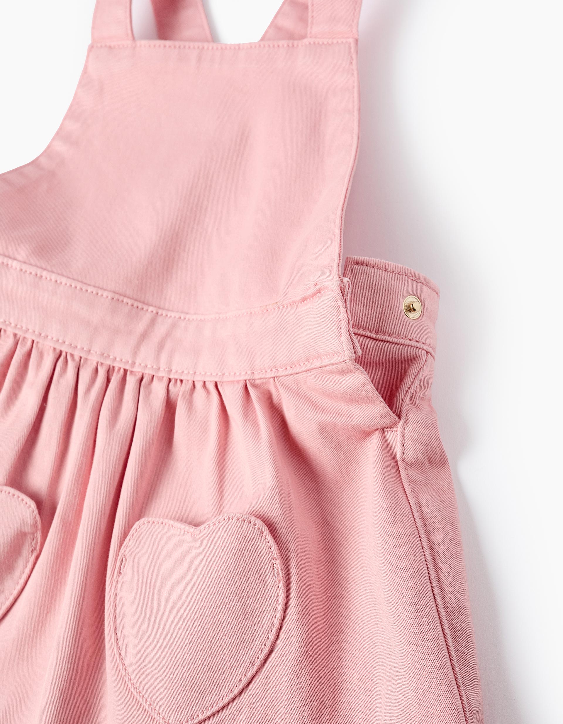 Pinafore Dress with Heart Pockets for Baby Girls, Pink