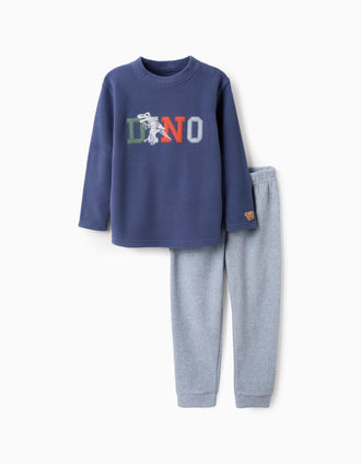 Pyjama Polaire pour Garçon 'Dinosaures', Gris/Bleu