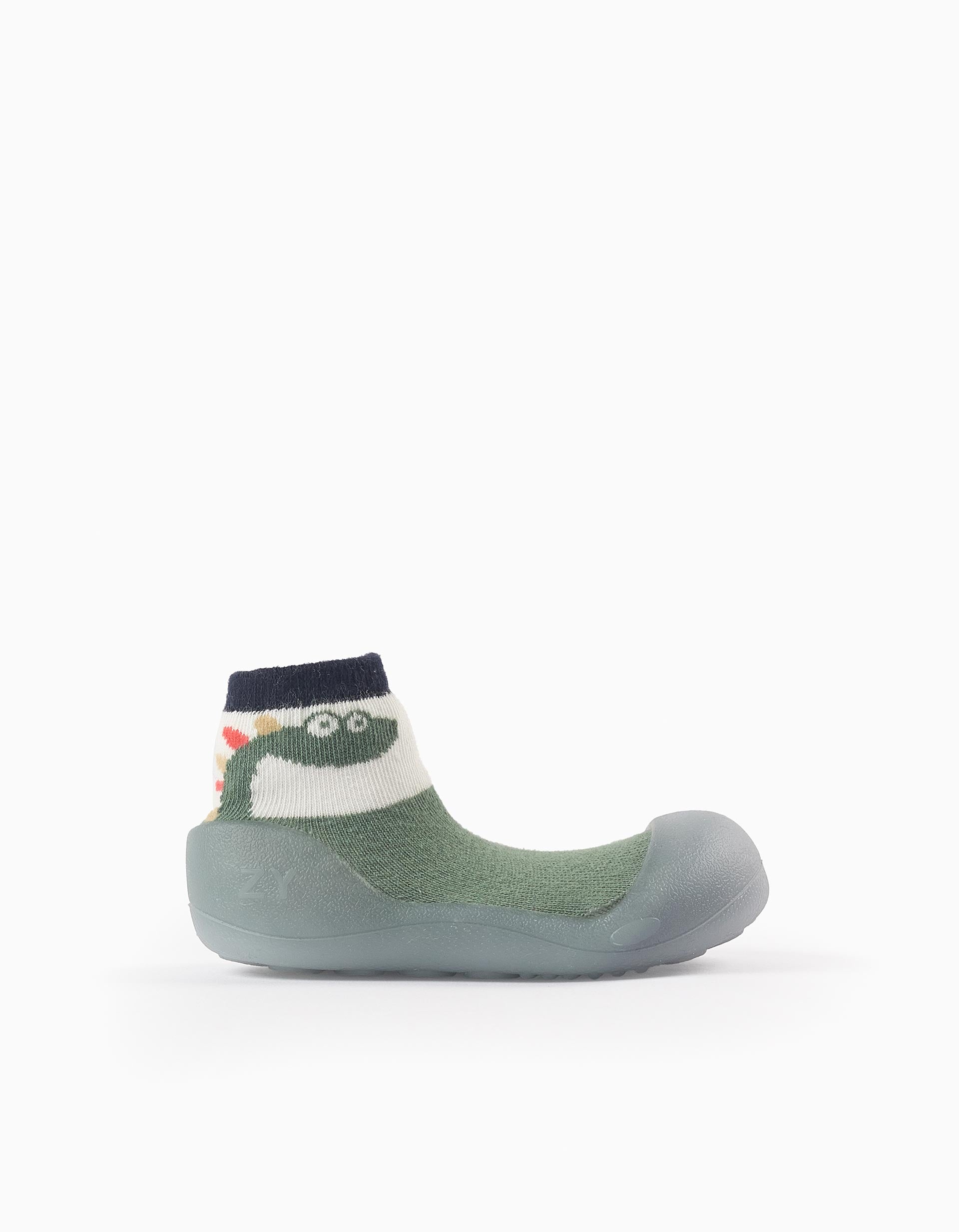 Steppies Socks-Slippers for Baby Boys 'Dinosaur', Green