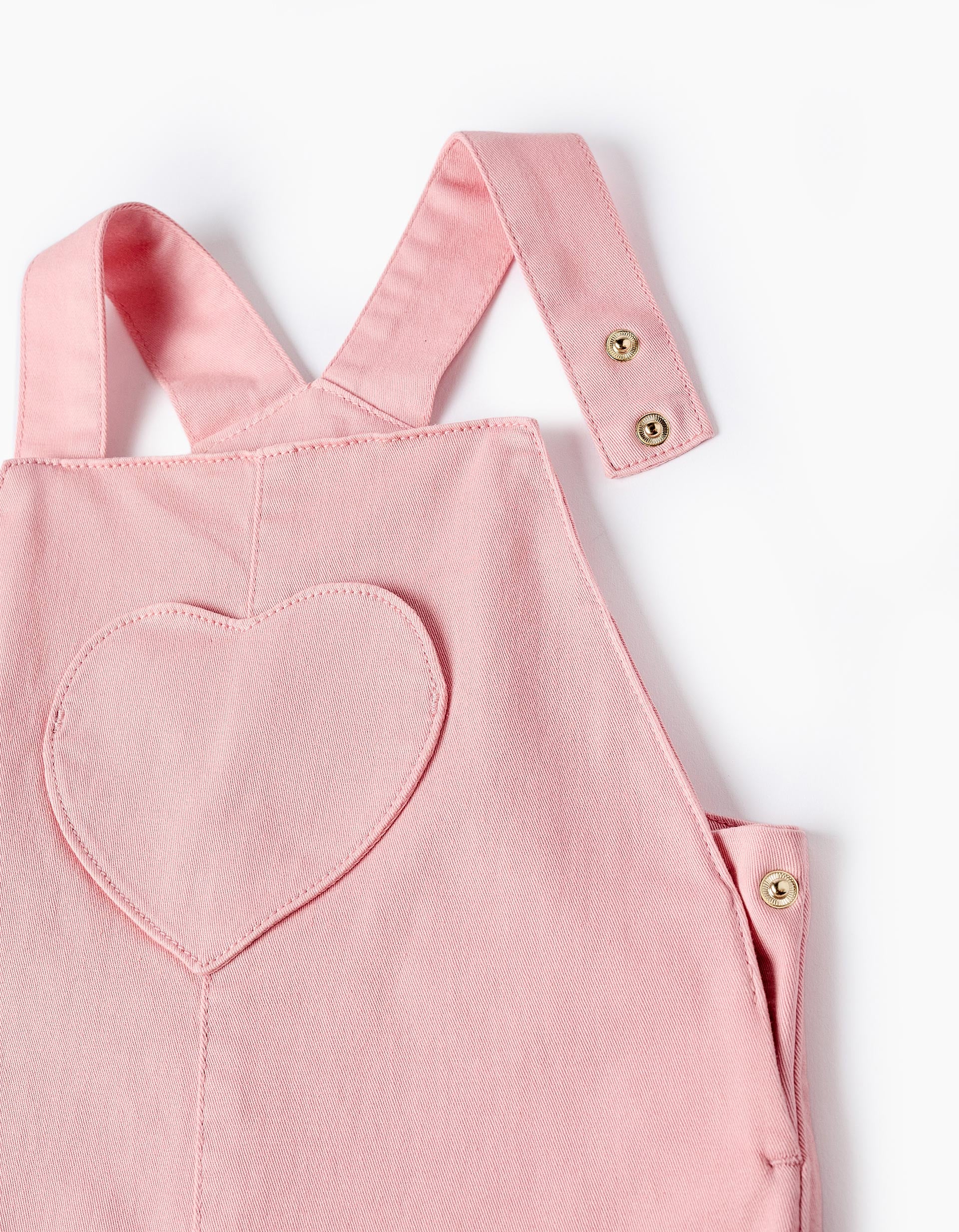 Dungarees with Heart Pockets for Baby Girls, Pink