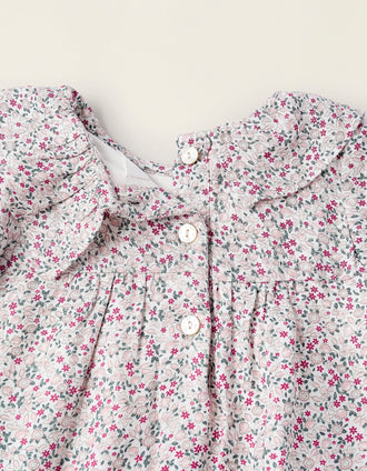 Body-Blusa Floral para Recién Nacida, Blanco/Rosa/Verde