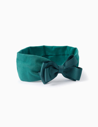 Fita de Cabelo em Jersey com Laço para Bebé e Menina, Verde
