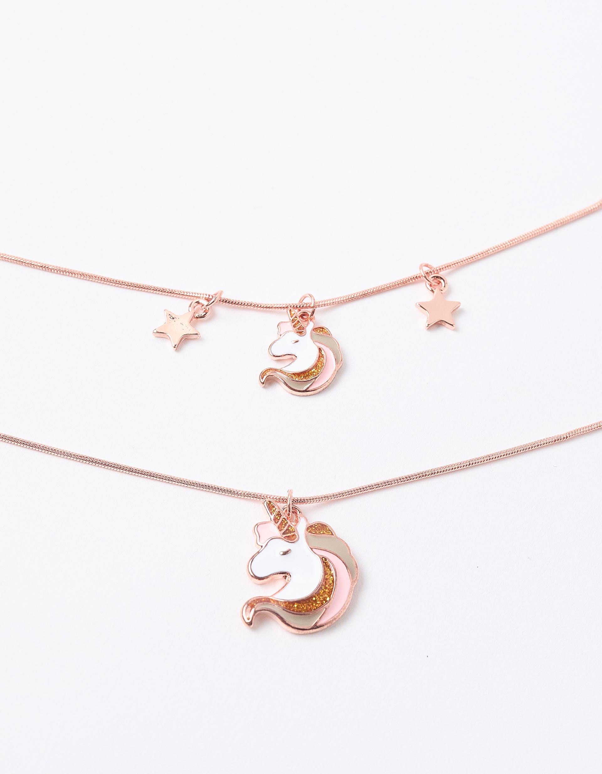 Pack Necklace + Bracelet for Girls 'Unicorn', Rose Gold