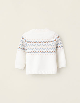 Jersey de Punto con Jacquard para Recién Nacido, Blanco