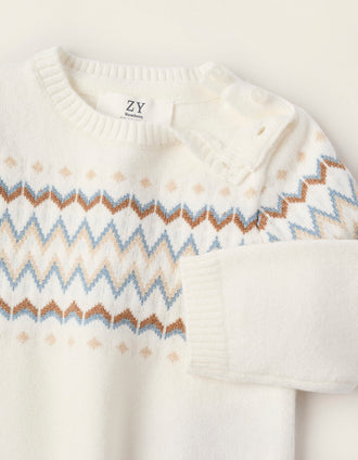 Jersey de Punto con Jacquard para Recién Nacido, Blanco