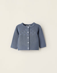 Cardigan with Braided Details for Newborns, Blue