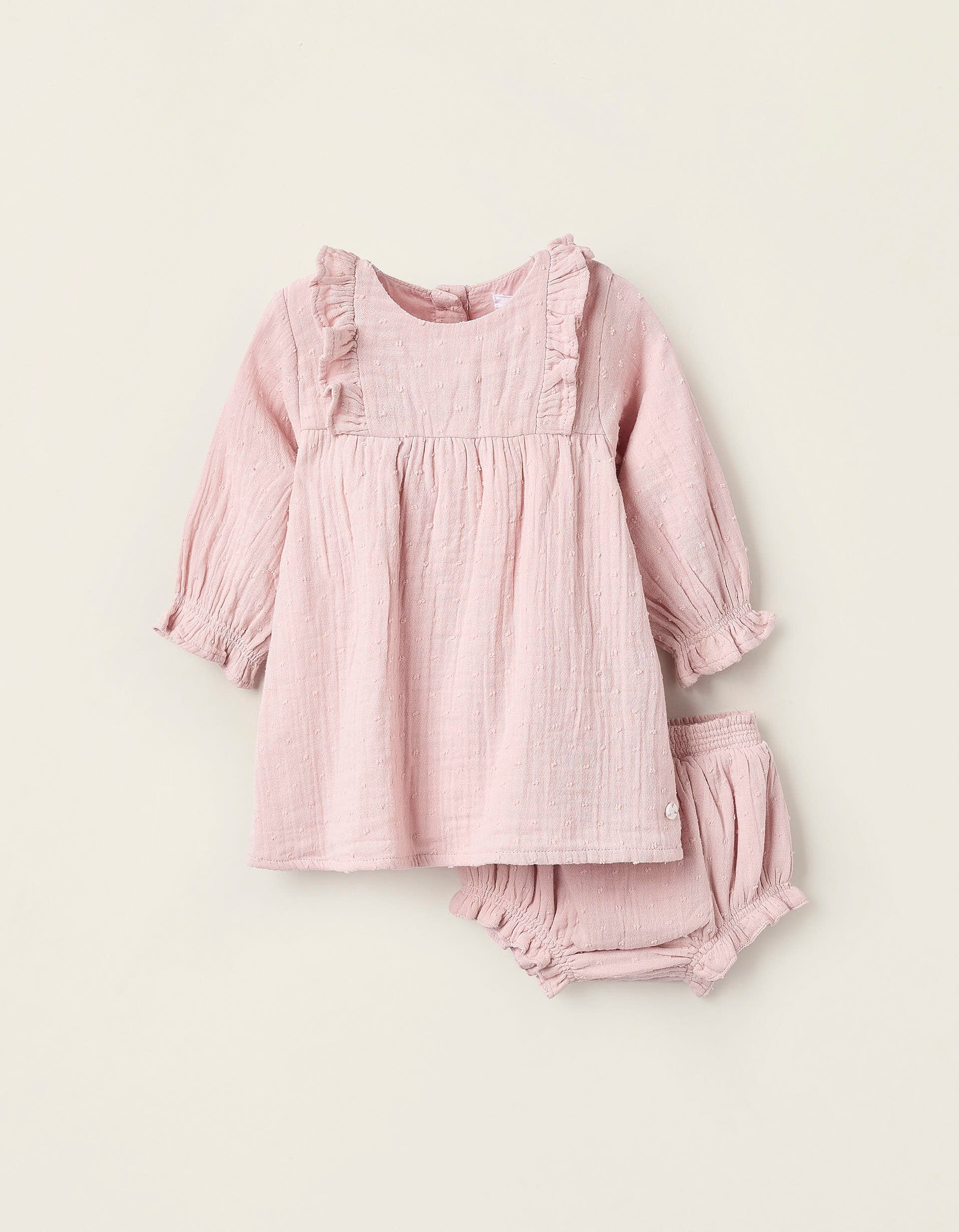 Dress + Cotton Bodysuit for Newborn Girls, Pink