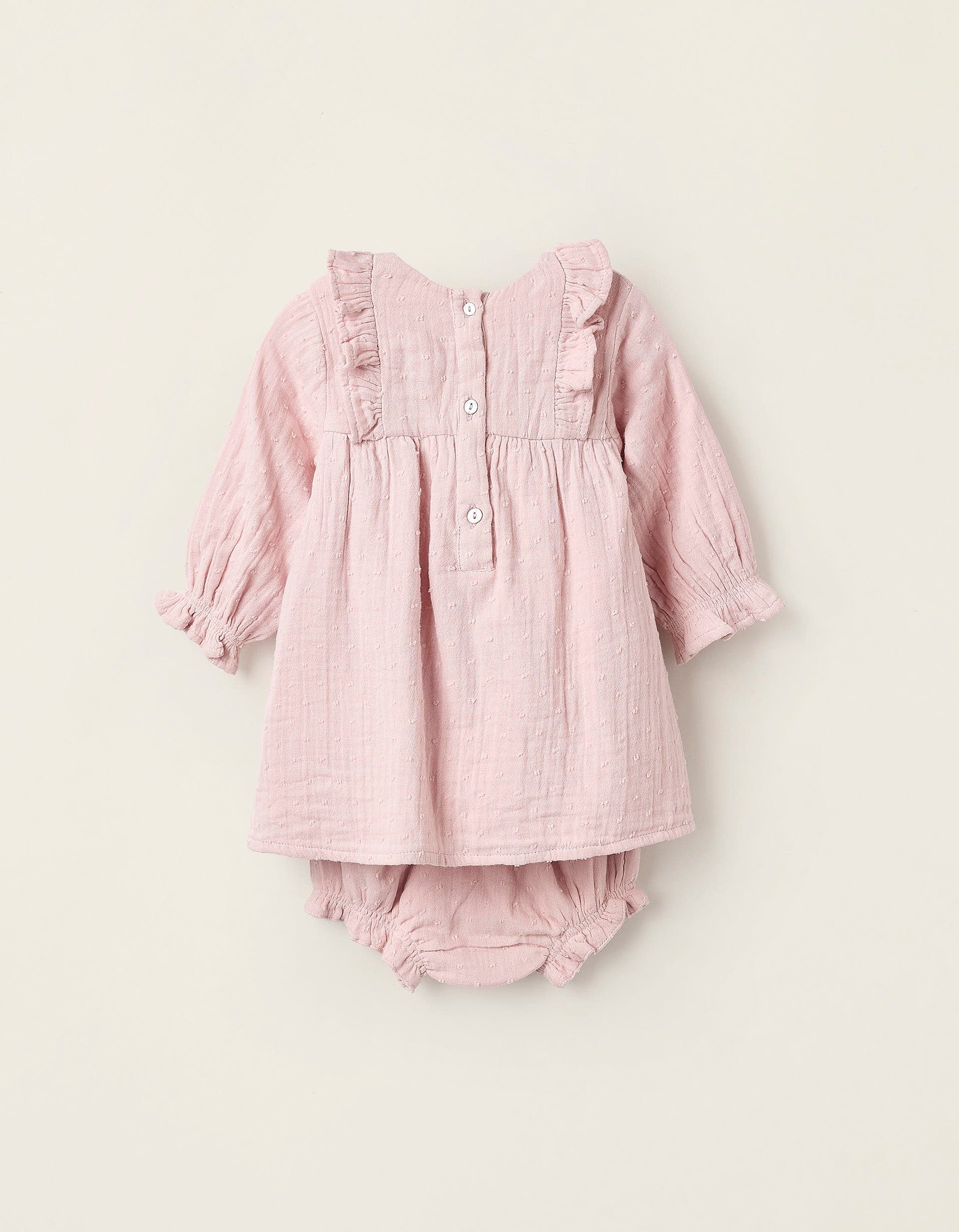 Dress + Cotton Bodysuit for Newborn Girls, Pink