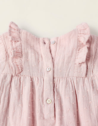 Robe + Bloomer en Coton pour Nouveau-née, Rose