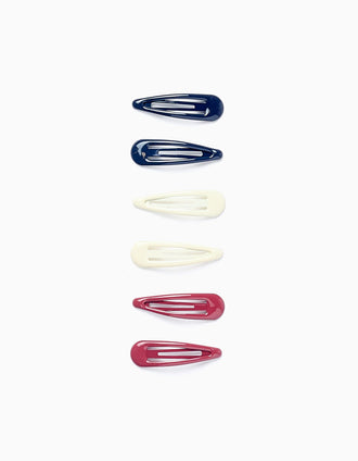 Pack 6 Ganchos de Cabelo para Bebé e Menina, Branco/Vermelho/Azul