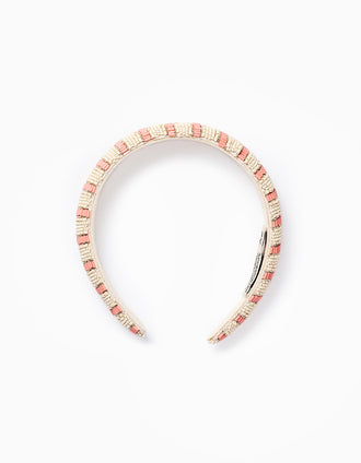 Diadema de Abalorios a Rayas para Niña, Beige/Coral