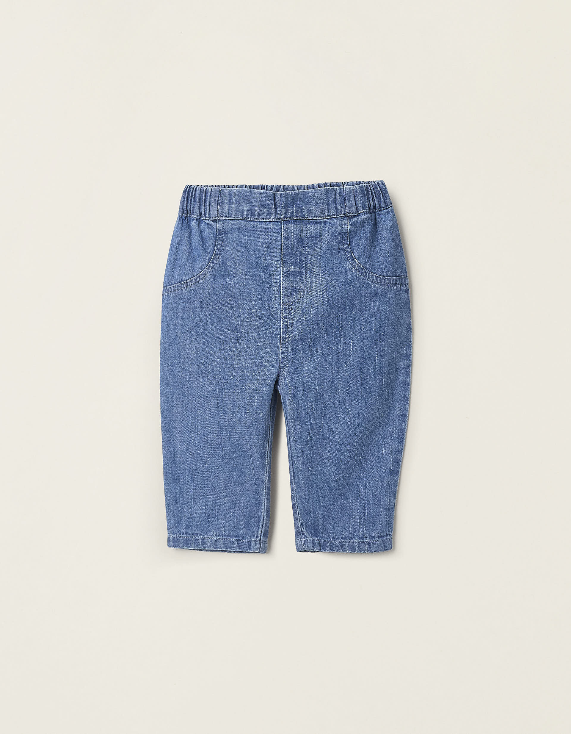 Denim Trousers with Elastic Waist for Newborns, Blue