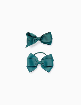 Pack Travessão + Elástico com Laços para Bebé e Menina, Verde