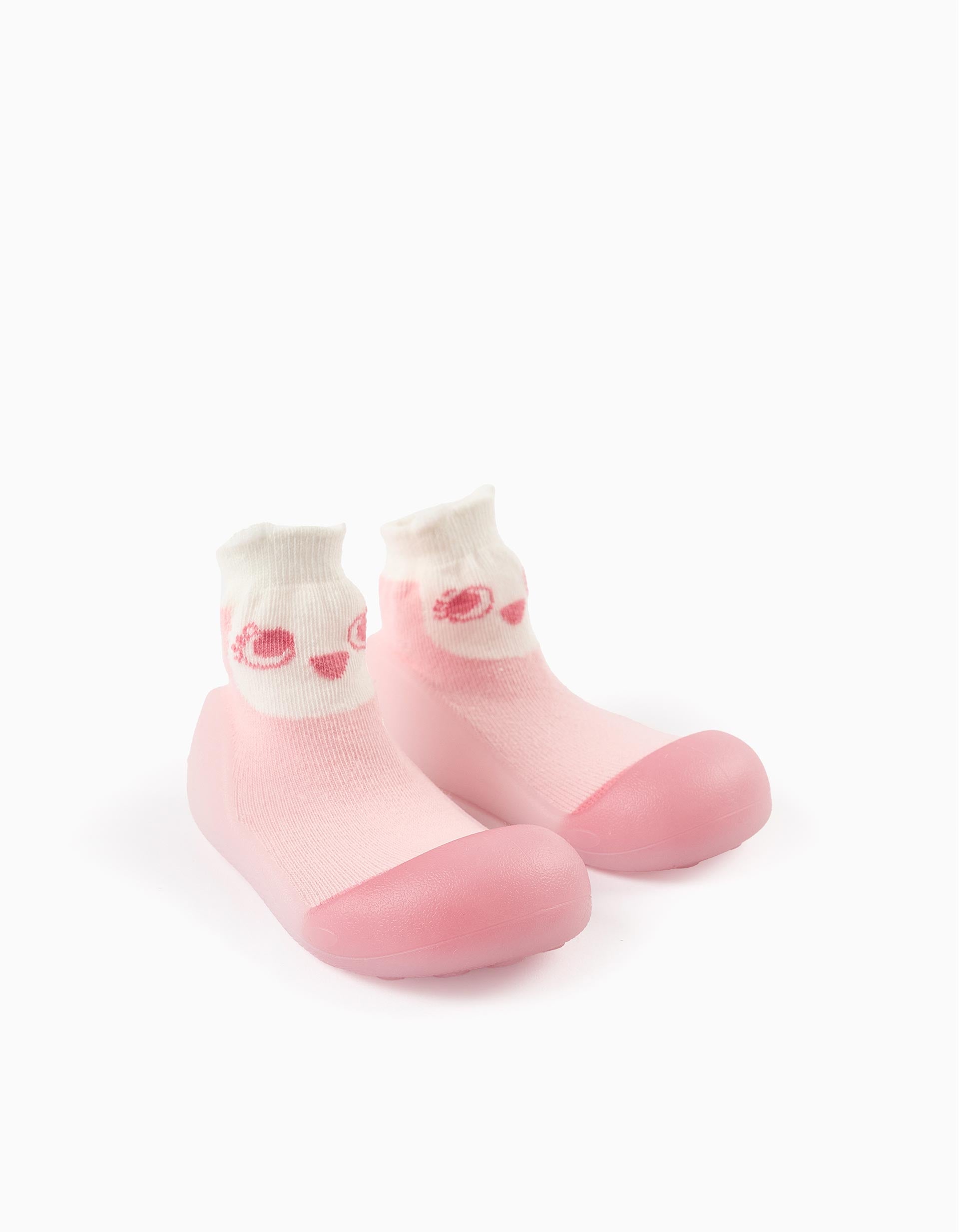 Steppies Socks-Slippers for Baby Girls 'Owl', Pink