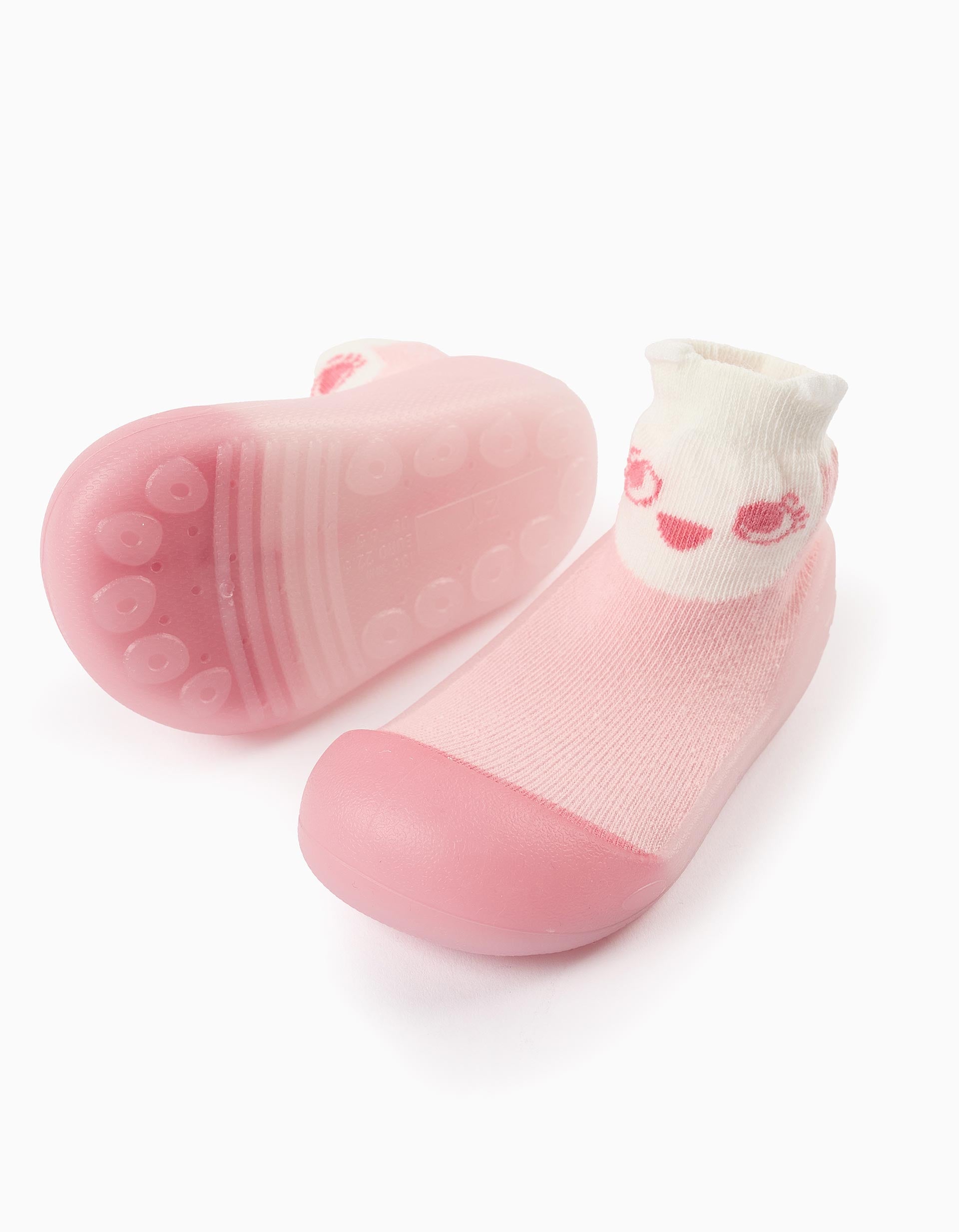 Steppies Socks-Slippers for Baby Girls 'Owl', Pink