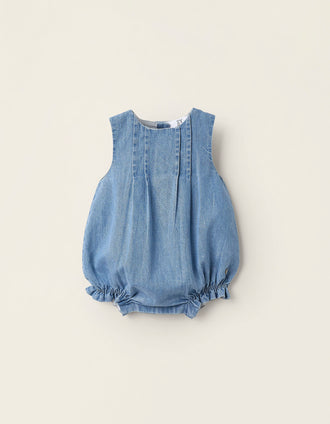 Combi-short en Denim avec Doublure en Coton pour Nouveau-née, Bleu