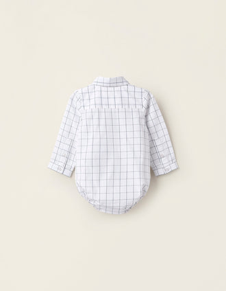 Body-Camisa a Cuadros para Recién Nacido, Blanco/Azul