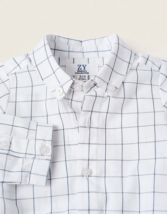 Body-Camisa a Cuadros para Recién Nacido, Blanco/Azul