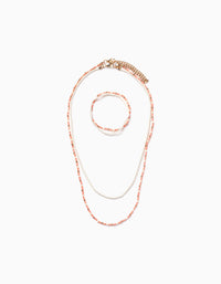 Colares + Braceletes Duplos para Menina, Branco/Colar