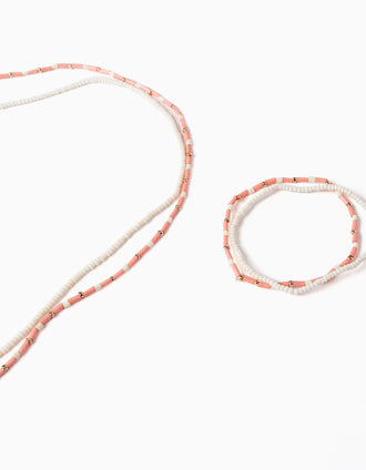 Colares + Braceletes Duplos para Menina, Branco/Colar