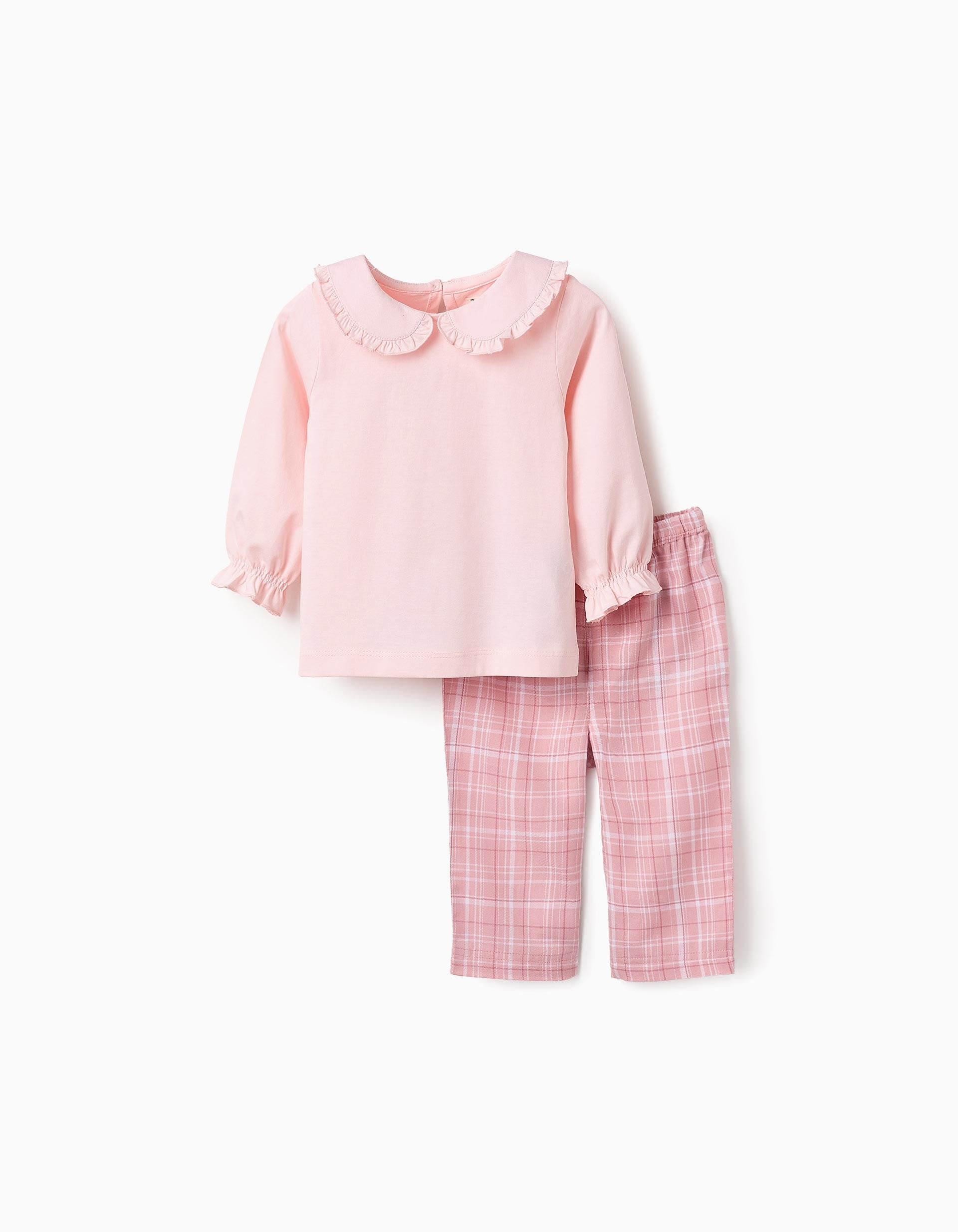 Check Cotton Pyjama for Baby Girls, Pink