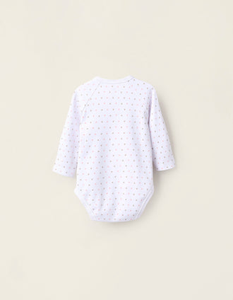 Pack 4 Bodies Cruzados para Recién Nacida 'Corazones', Blanco/Rosa