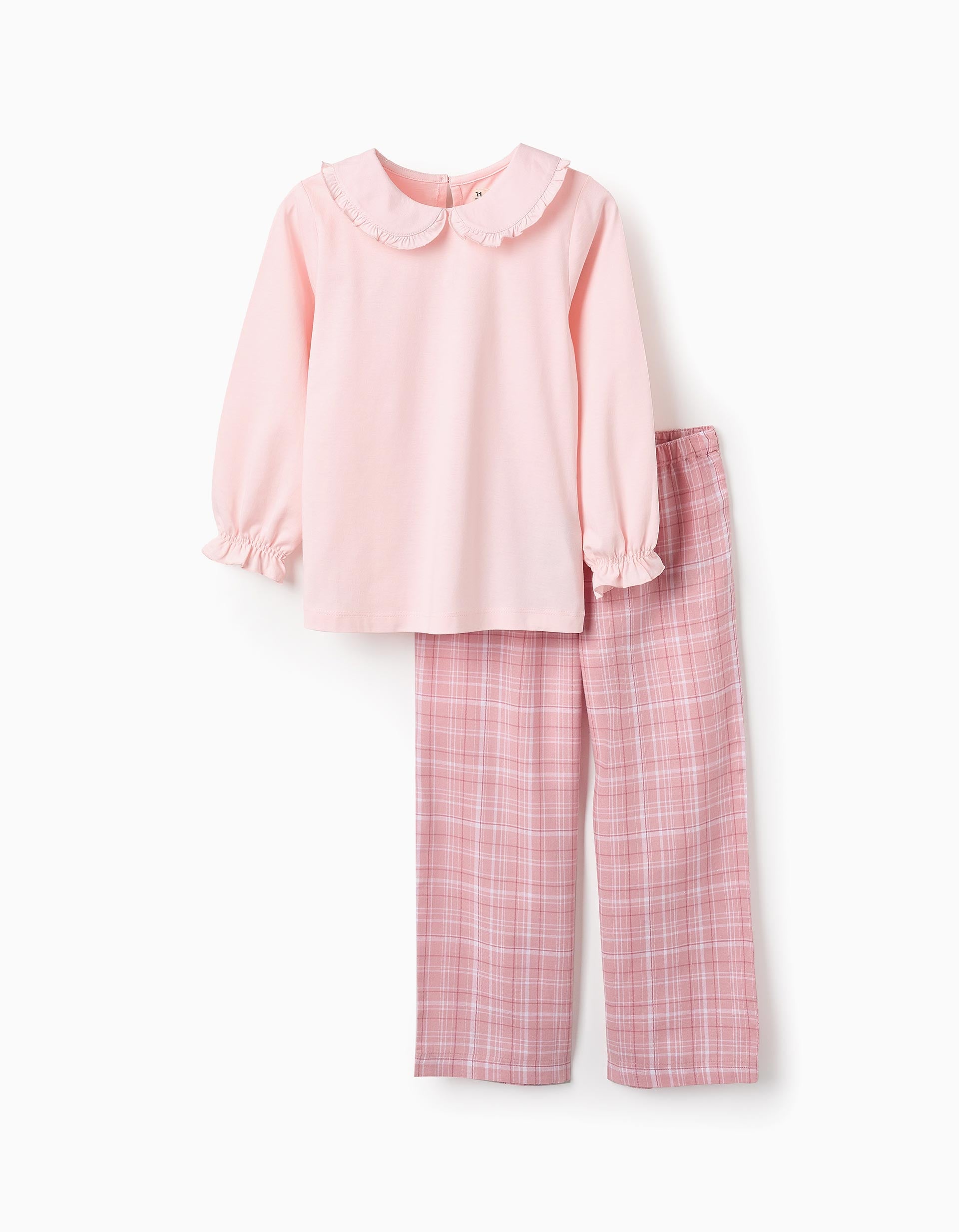 Check Cotton Pyjama for Girls, Pink