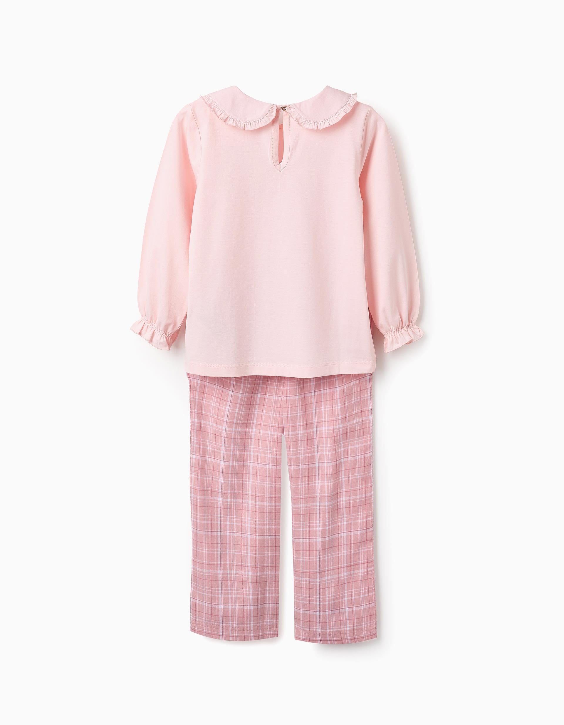 Check Cotton Pyjama for Girls, Pink