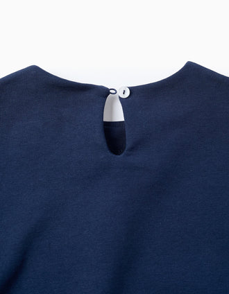 Sudadera con Volantes y Bordado Inglés para Niña, Azul Oscuro