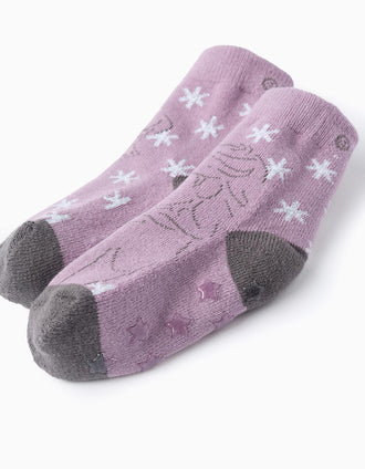 Meias Antiderrapantes para Menina 'Elsa & Anna', Lilás