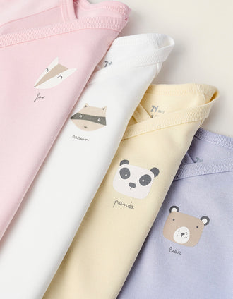 Pack 4 Bodies de Algodón para Bebé Niña 'Animales', Multicolor