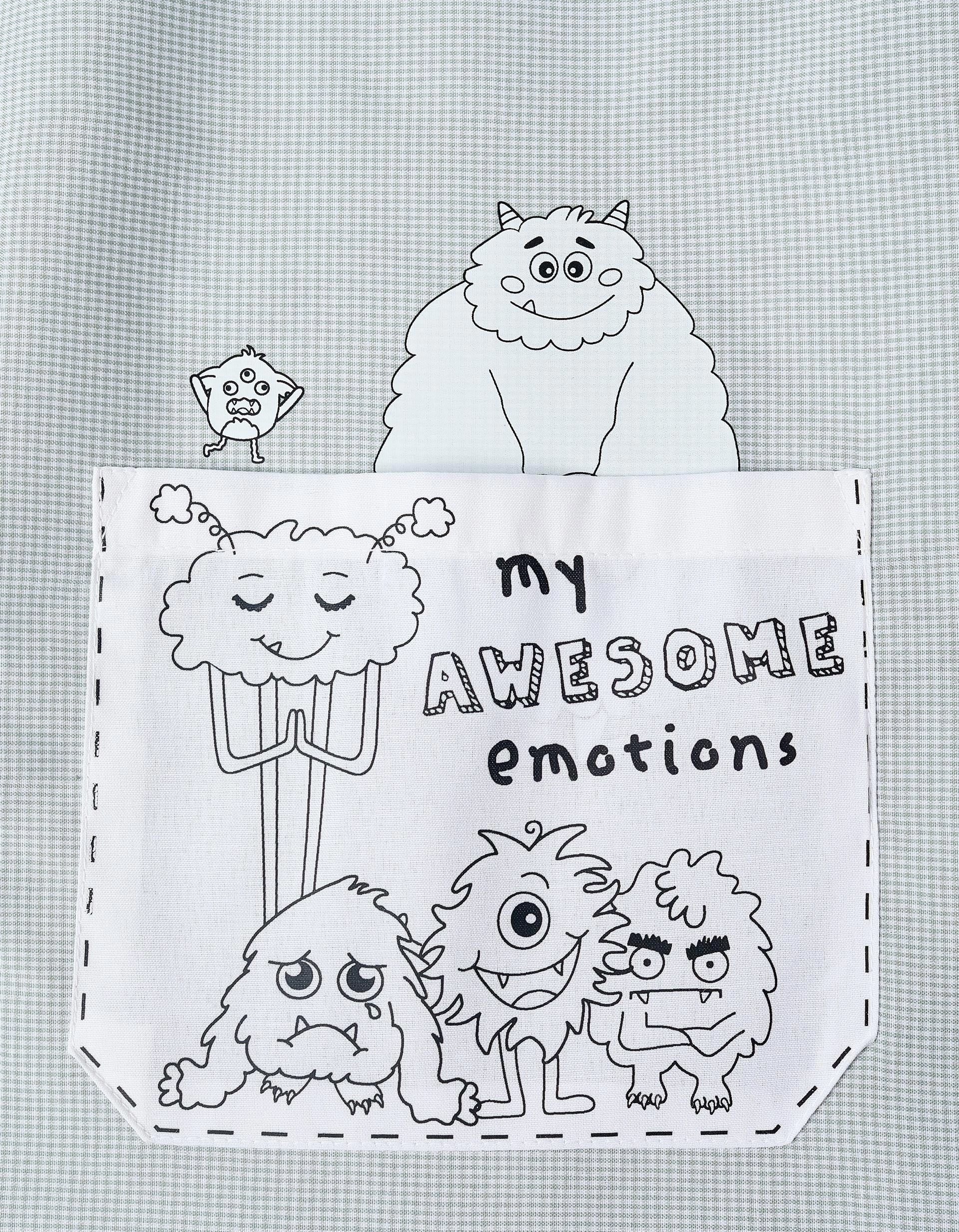 Colouring Smock + Markers for Children 'Emotions', Green