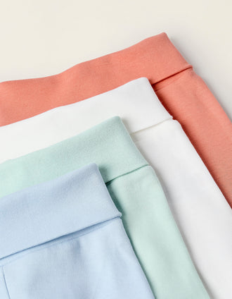 Pack 4 Calças com Pés em Algodão para Recém-Nascido, Multicolor