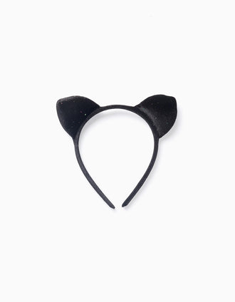 Diadema con Orejitas y Brillantes para Bebé y Niña, Negro