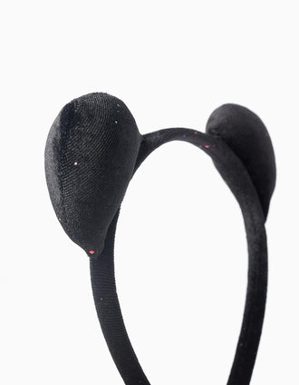 Diadema con Orejitas y Brillantes para Bebé y Niña, Negro