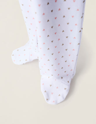 Pack 4 Calças com Pés em Algodão para Recém-Nascida 'Corações', Multicolor