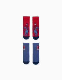 Pack 2 Chaussettes Antidérapantes pour Garçon 'Spider-Man', Bleu/Rouge